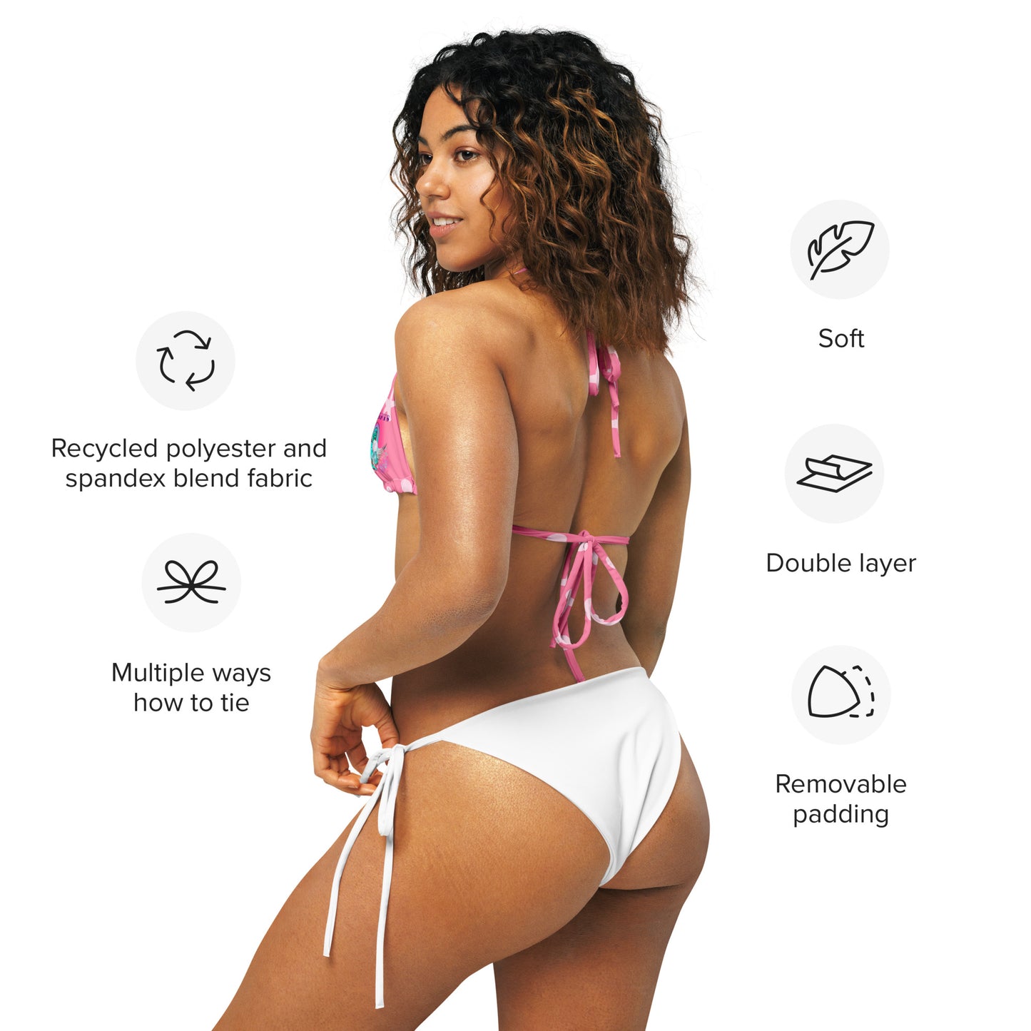 “Cats, Tats & Chaos” string bikini top