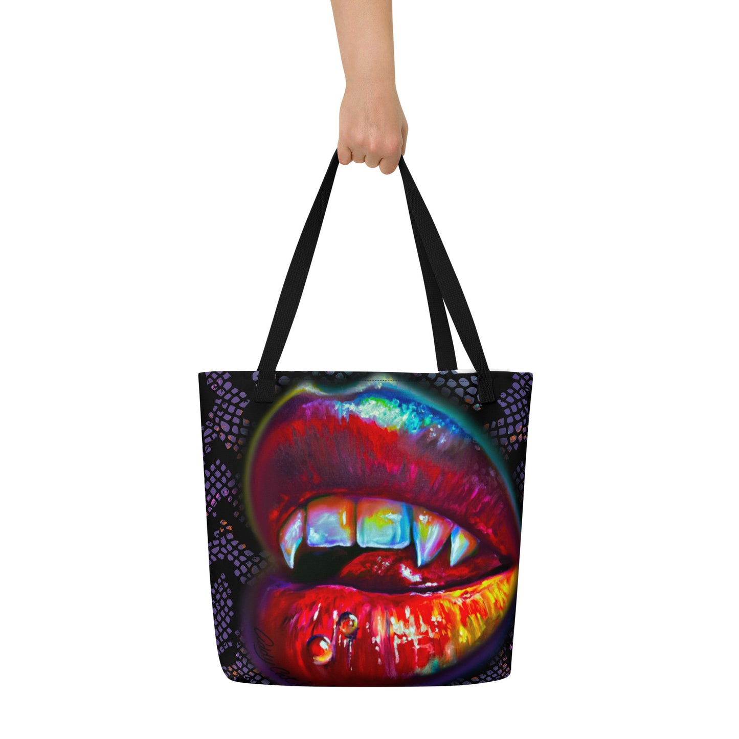 All-Over Print Large Tote Bag-Spicy Lips