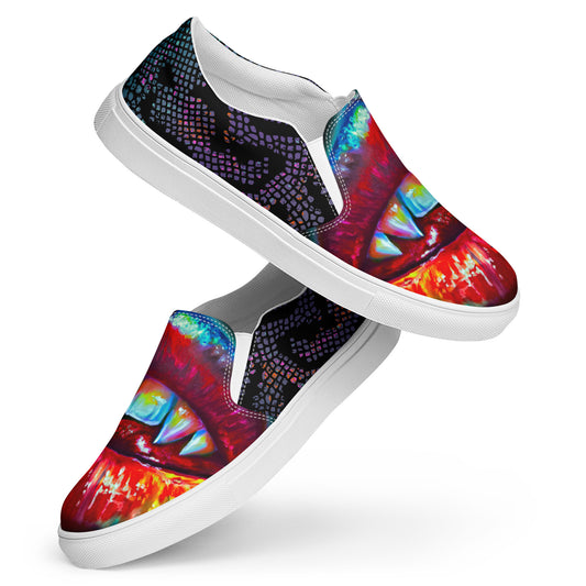 Men’s slip-on canvas shoes- Spicy Lips with Snake Print